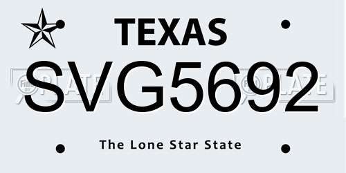 SVG5692 Texas License Plate