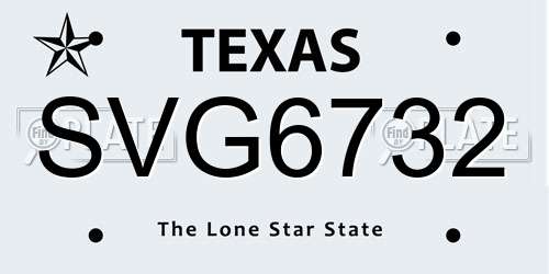 SVG6732 Texas License Plate