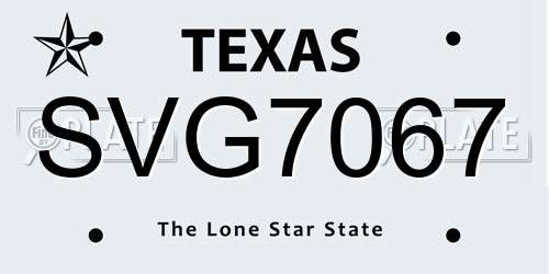 SVG7067 Texas License Plate