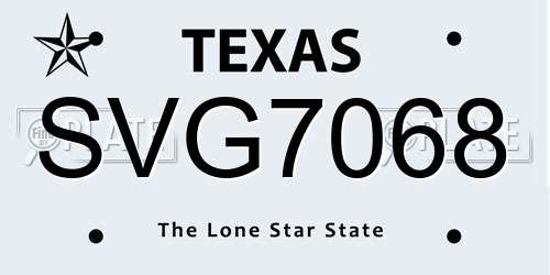 SVG7068 Texas License Plate