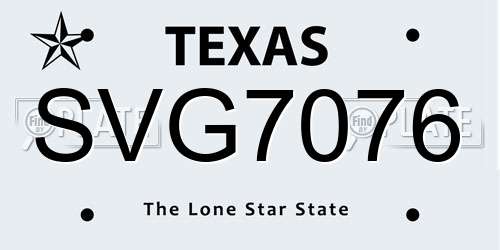SVG7076 Texas License Plate