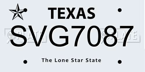 SVG7087 Texas License Plate