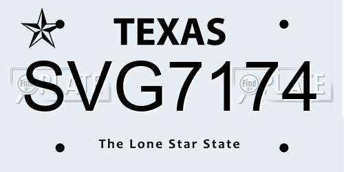 SVG7174 Texas License Plate