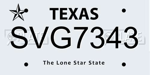 SVG7343 Texas License Plate