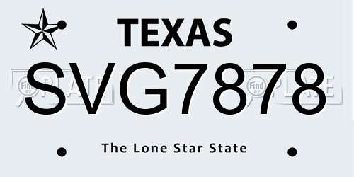 SVG7878 Texas License Plate
