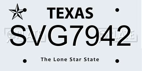 SVG7942 Texas License Plate