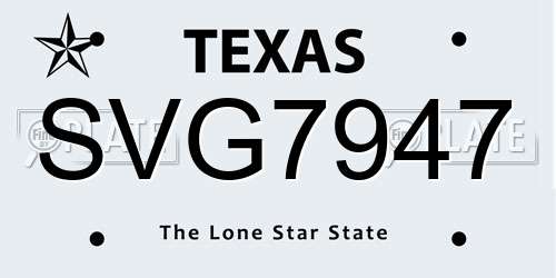SVG7947 Texas License Plate