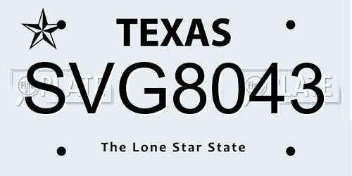 SVG8043 Texas License Plate