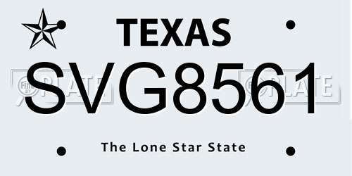 SVG8561 Texas License Plate