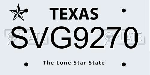 SVG9270 Texas License Plate