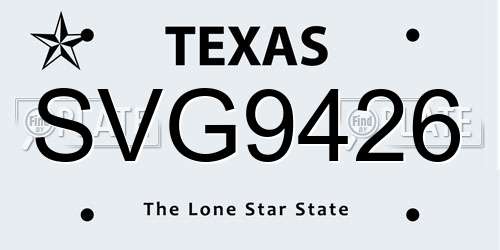 SVG9426 Texas License Plate