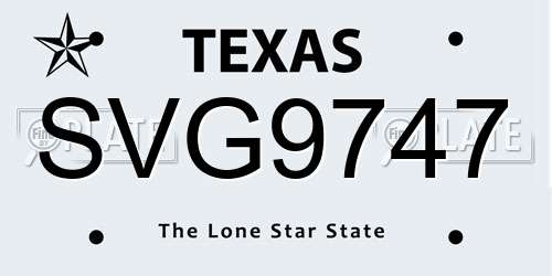 SVG9747 Texas License Plate
