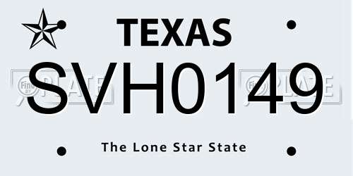 SVH0149 Texas License Plate