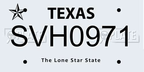 SVH0971 Texas License Plate