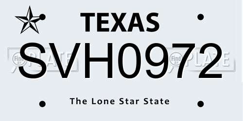 SVH0972 Texas License Plate