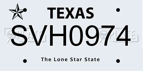 SVH0974 Texas License Plate