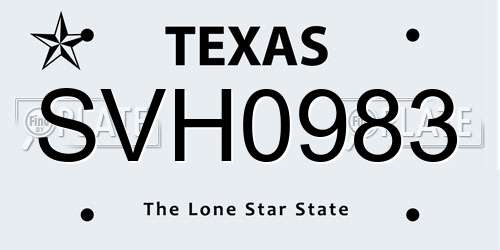 SVH0983 Texas License Plate