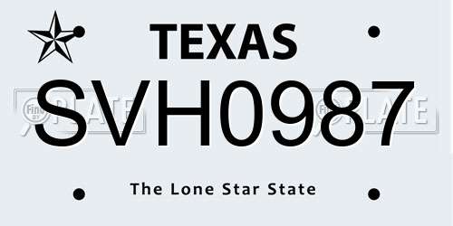 SVH0987 Texas License Plate