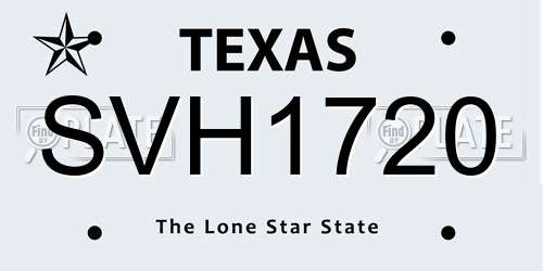 SVH1720 Texas License Plate