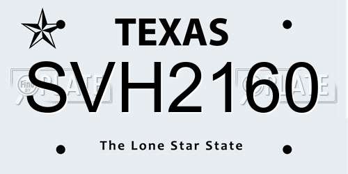 SVH2160 Texas License Plate