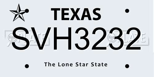 SVH3232 Texas License Plate