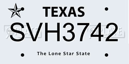 SVH3742 Texas License Plate