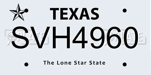 SVH4960 Texas License Plate