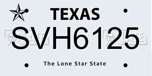 SVH6125 Texas License Plate