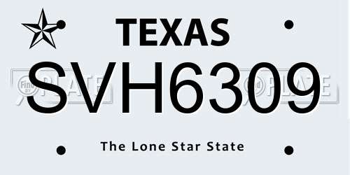 SVH6309 Texas License Plate