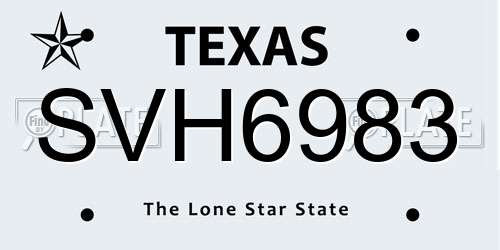 SVH6983 Texas License Plate