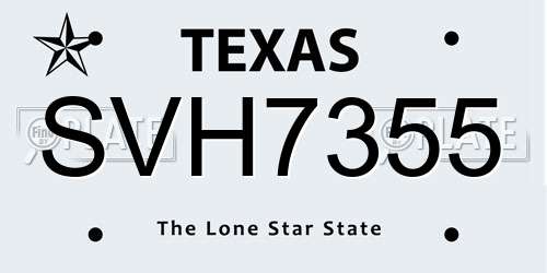SVH7355 Texas License Plate