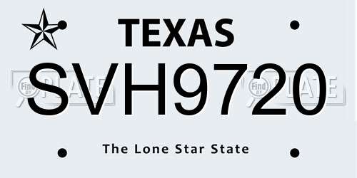 SVH9720 Texas License Plate