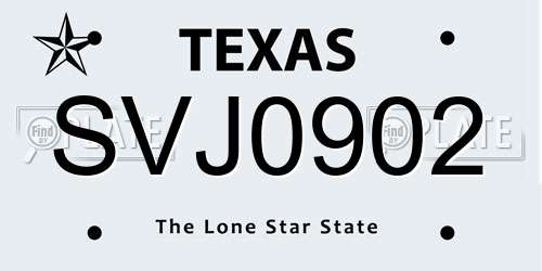 SVJ0902 Texas License Plate