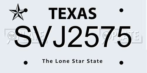 SVJ2575 Texas License Plate
