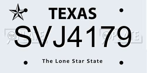 SVJ4179 Texas License Plate