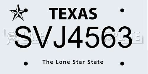 SVJ4563 Texas License Plate