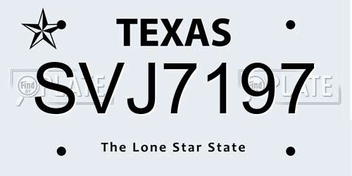 SVJ7197 Texas License Plate