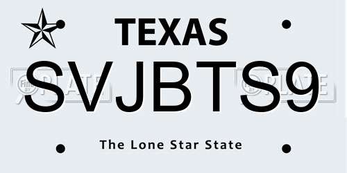 SVJBTS9 Texas License Plate