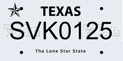 SVK0125 Texas License Plate