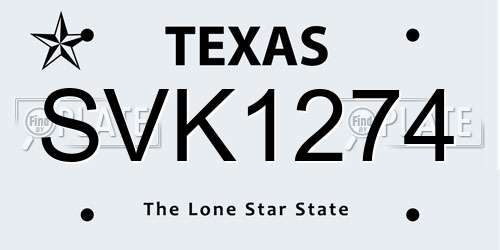 SVK1274 Texas License Plate