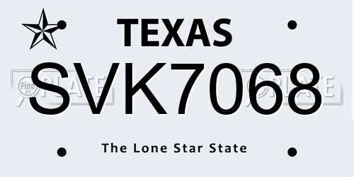 SVK7068 Texas License Plate