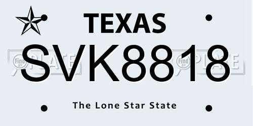 SVK8818 Texas License Plate