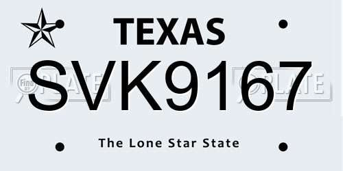 SVK9167 Texas License Plate