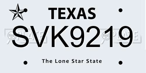 SVK9219 Texas License Plate