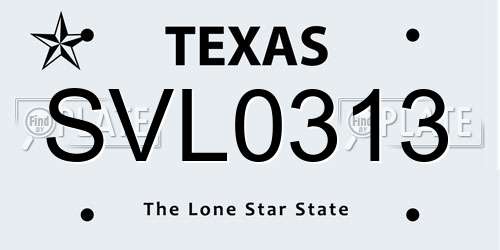 SVL0313 Texas License Plate