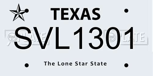 SVL1301 Texas License Plate