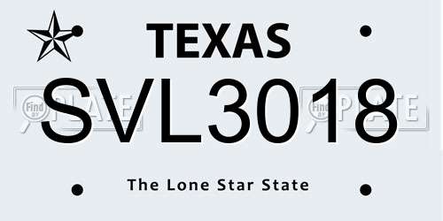 SVL3018 Texas License Plate