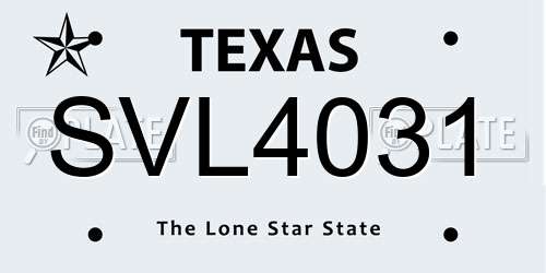 SVL4031 Texas License Plate