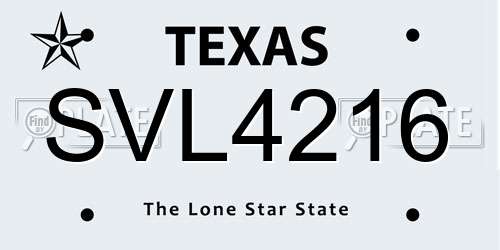 SVL4216 Texas License Plate
