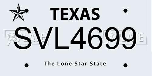 SVL4699 Texas License Plate